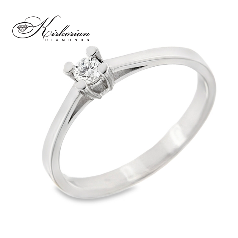 Годежен пръстен от бяло или жълто злато 14К с диамант 0.10 ct – класически модел с ТОП ЦЕНА | K559