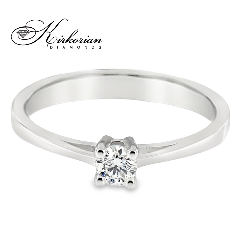 Класически годежен пръстен от бяло злато 14К с диамант 0.20 ct – Лукс на достъпна цена