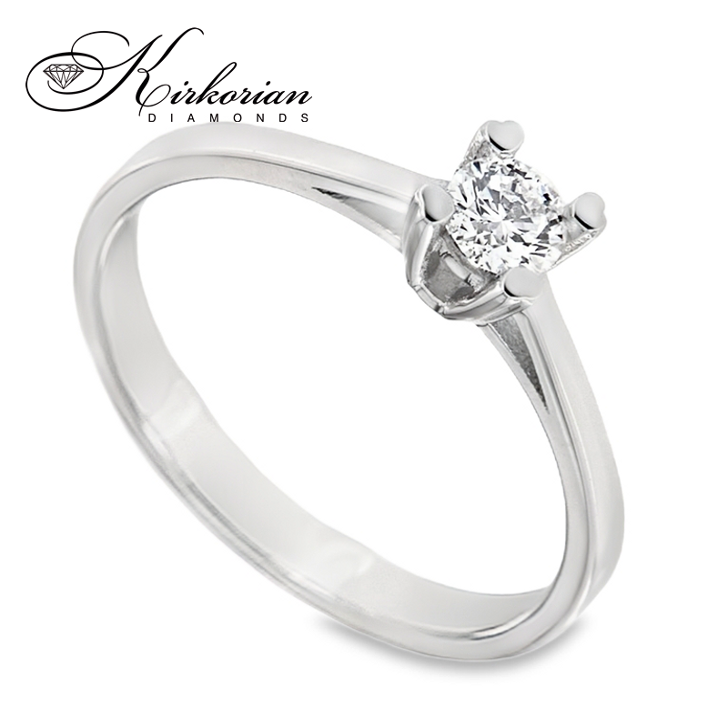 Годежен пръстен с диамант 0.25ct от бяло злато 14К – класически модел с брилянт, цени от производител