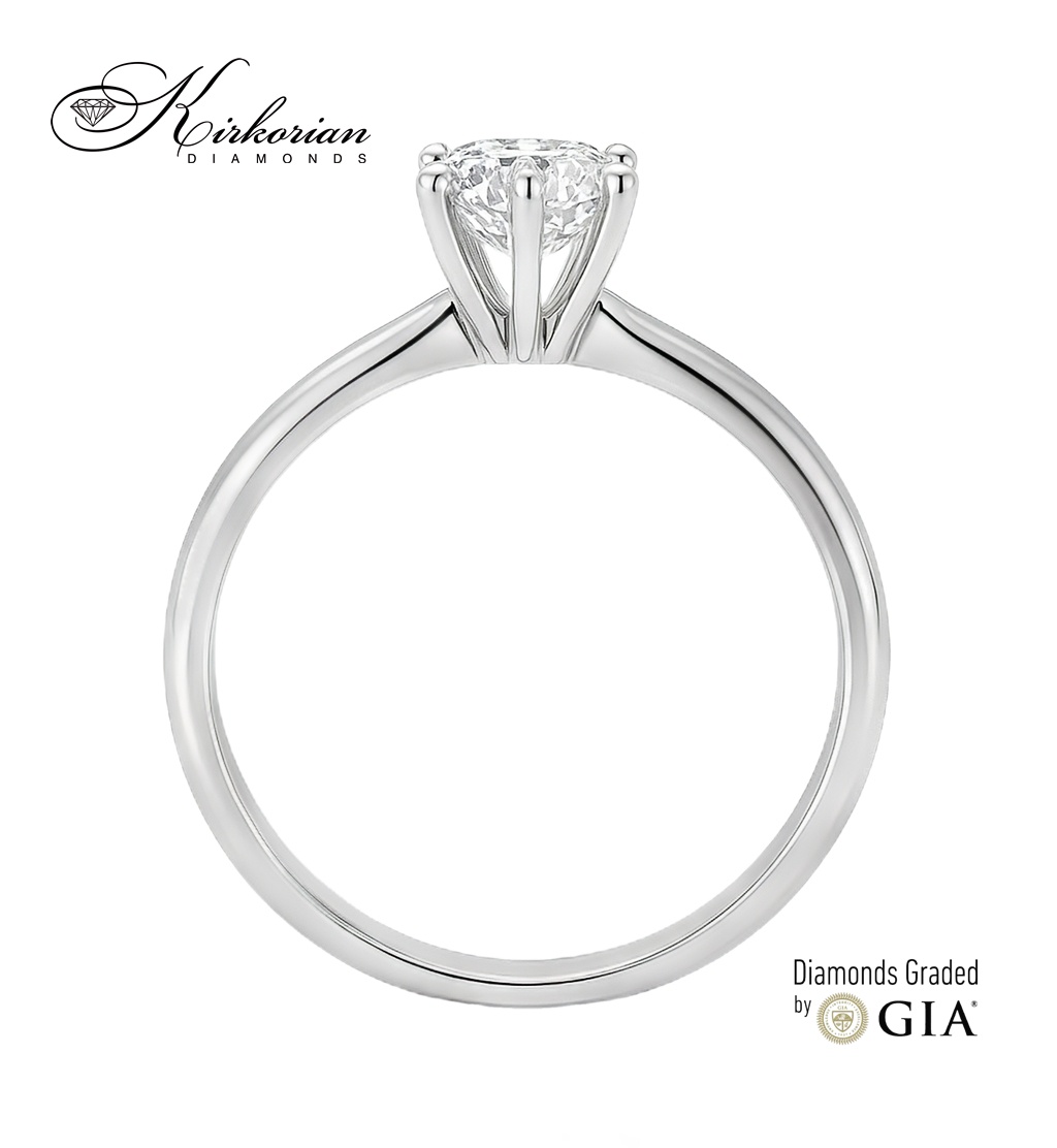 Годежен пръстен с диамант 0.70ct D/VS2 GIA – класика в бяло злато 14k Годежен пръстен с диамант 0.70ct D/VS2 GIA – класика в бяло злато 14k