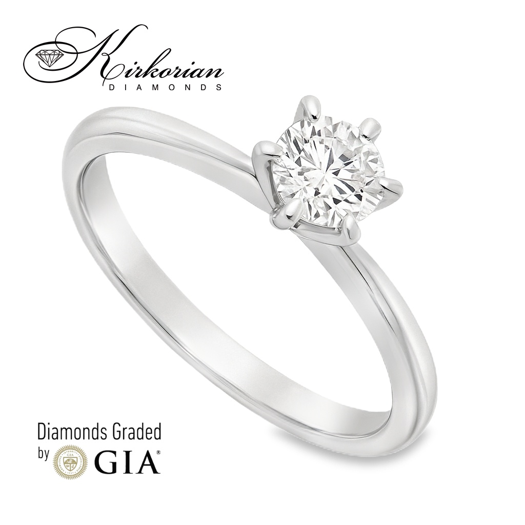 Годежен пръстен с диамант 0.70ct D/VS2 GIA – класика в бяло злато 14k Годежен пръстен с диамант 0.70ct D/VS2 GIA – класика в бяло злато 14k