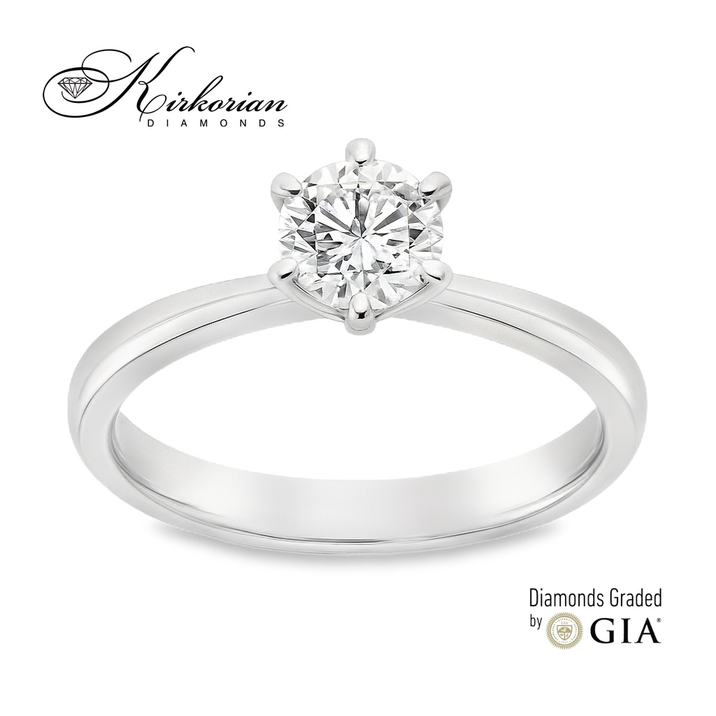 Годежен пръстен с диамант 0.70ct D/VS2 GIA – класика в бяло злато 14k Годежен пръстен с диамант 0.70ct D/VS2 GIA – класика в бяло злато 14k