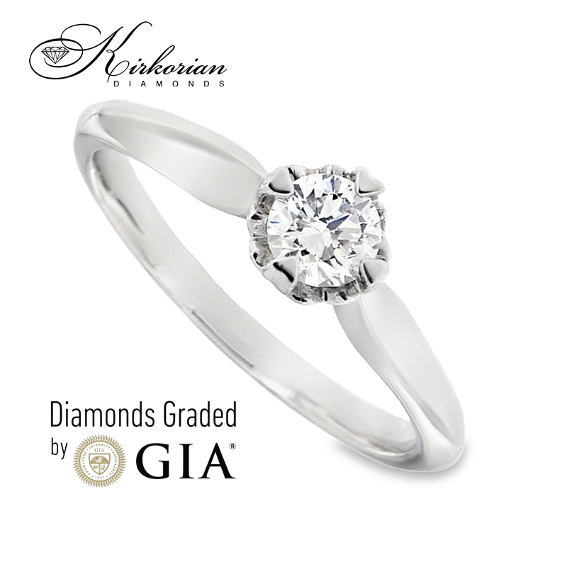 Годежен пръстен от бяло злато 14к с диамант 0.30ct – GIA сертификат – код K582