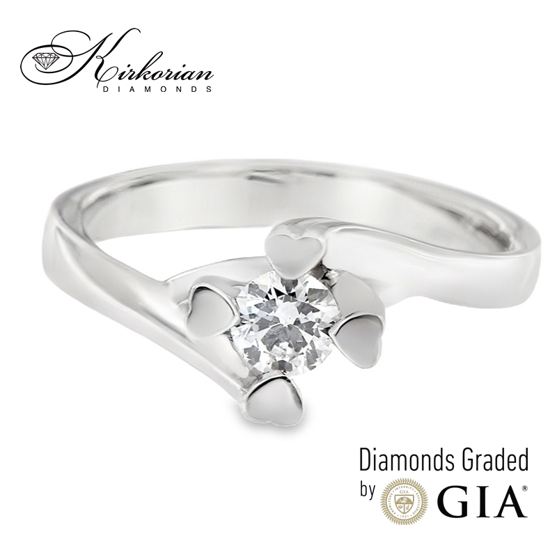 Годежен пръстен от бяло злато 14к с диамант 0.30ct – GIA сертификат – код K590