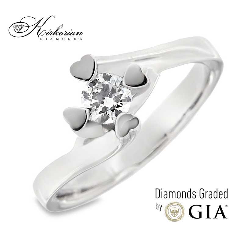 Годежен пръстен от бяло злато 14к с диамант 0.30ct – GIA сертификат – код K590