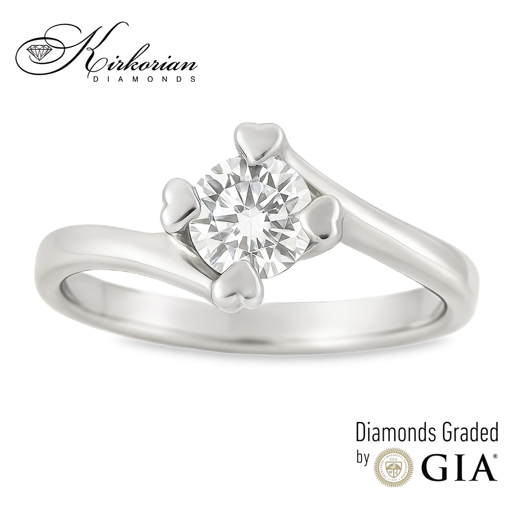Елегантен годежен пръстен от бяло злато 14k с диамант 0.40ct GIA – модел K593A Елегантен годежен пръстен от бяло злато 14k с диамант 0.40ct GIA – модел K593A