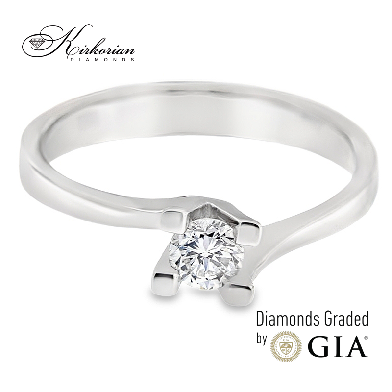 Годежен пръстен с диамант 0.30ct GIA от бяло злато 14к – модел K594