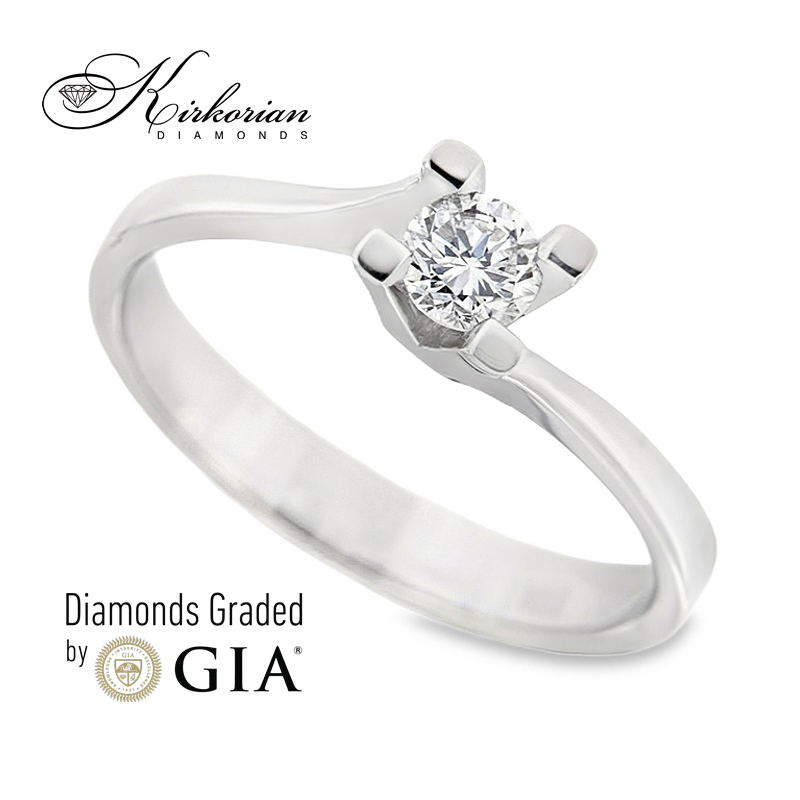 Годежен пръстен с диамант 0.30ct GIA от бяло злато 14к – модел K594