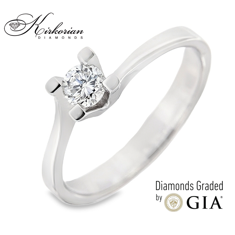Годежен пръстен с диамант 0.30ct GIA от бяло злато 14к – модел K594