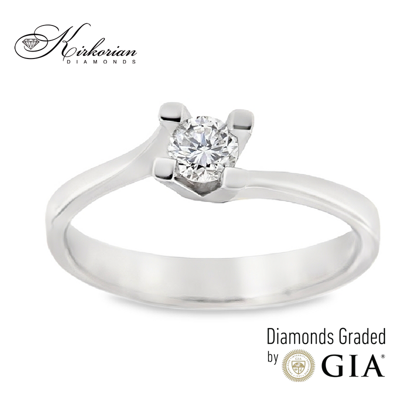 Годежен пръстен с диамант 0.30ct GIA от бяло злато 14к – модел K594