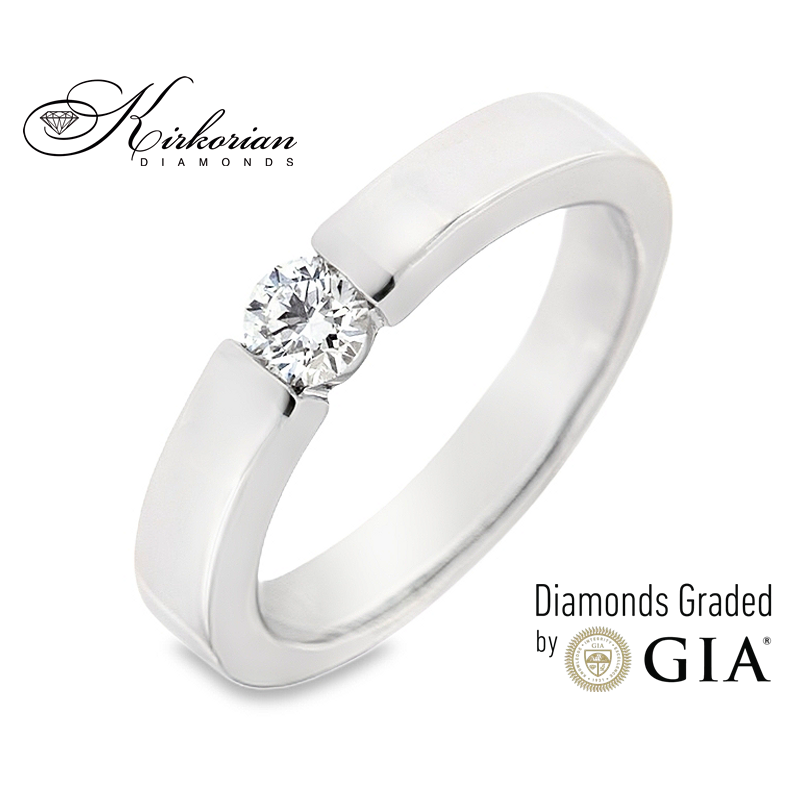 Годежен пръстен от бяло злато 14k с диамант 0.30ct D/VVS2 – GIA сертификат – K595