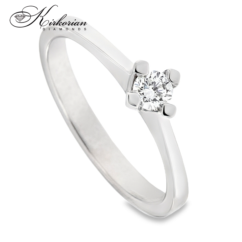 Годежен пръстен от бяло или жълто злато 14К с диамант 0.18 ct | Код K598