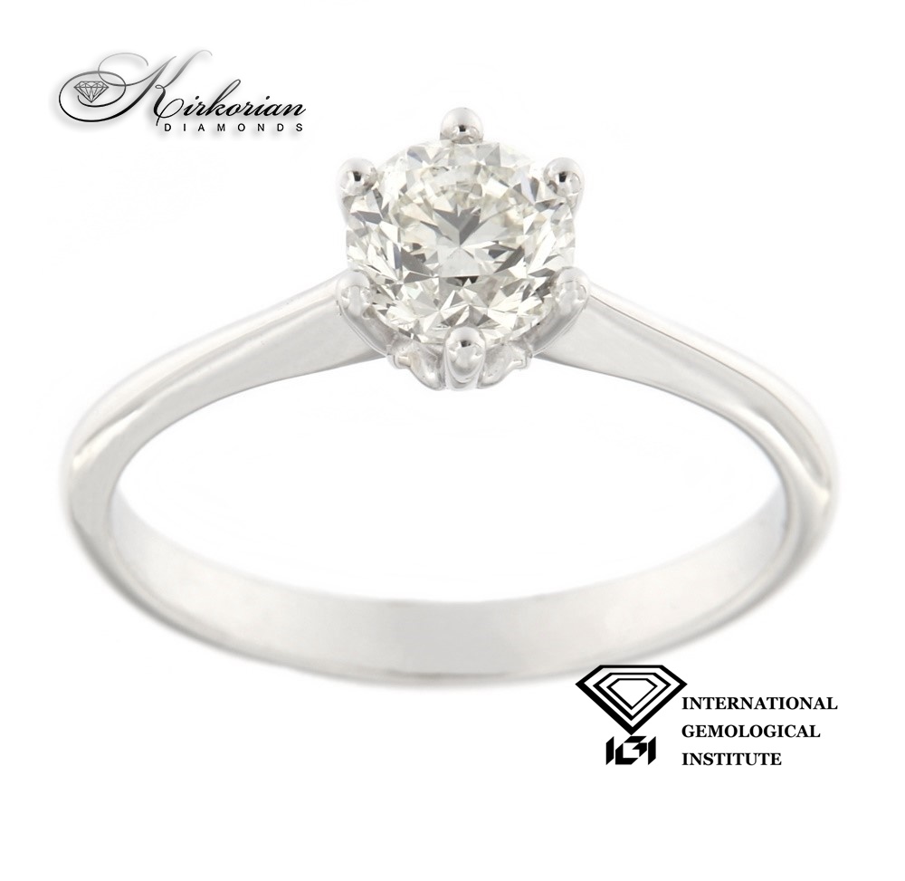 Годежен пръстен бяло злато 14к. диамант 0.90 карата IGI сертификат код:613