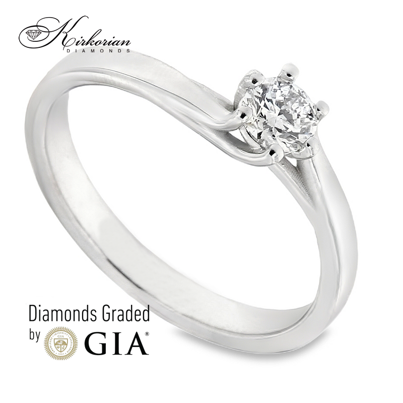 Годежен пръстен от бяло злато 14к с диамант 0.30ct – GIA сертификат – код K615