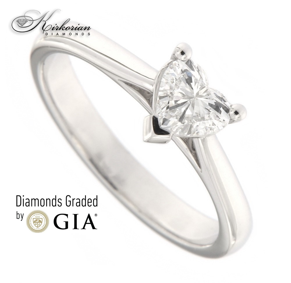 Годежен пръстен бяло злато 14к. диамант сърце 0.50 карата GIA сертификат кодK:616