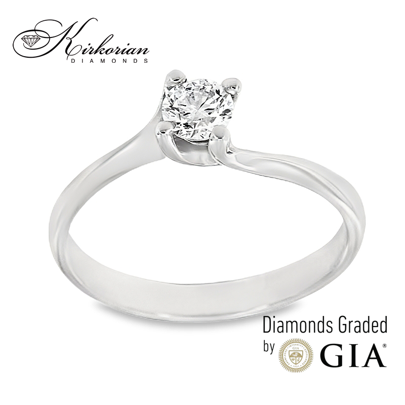 Класически годежен пръстен от бяло злато 14k с диамант 0.40ct GIA E/VS1 G294A