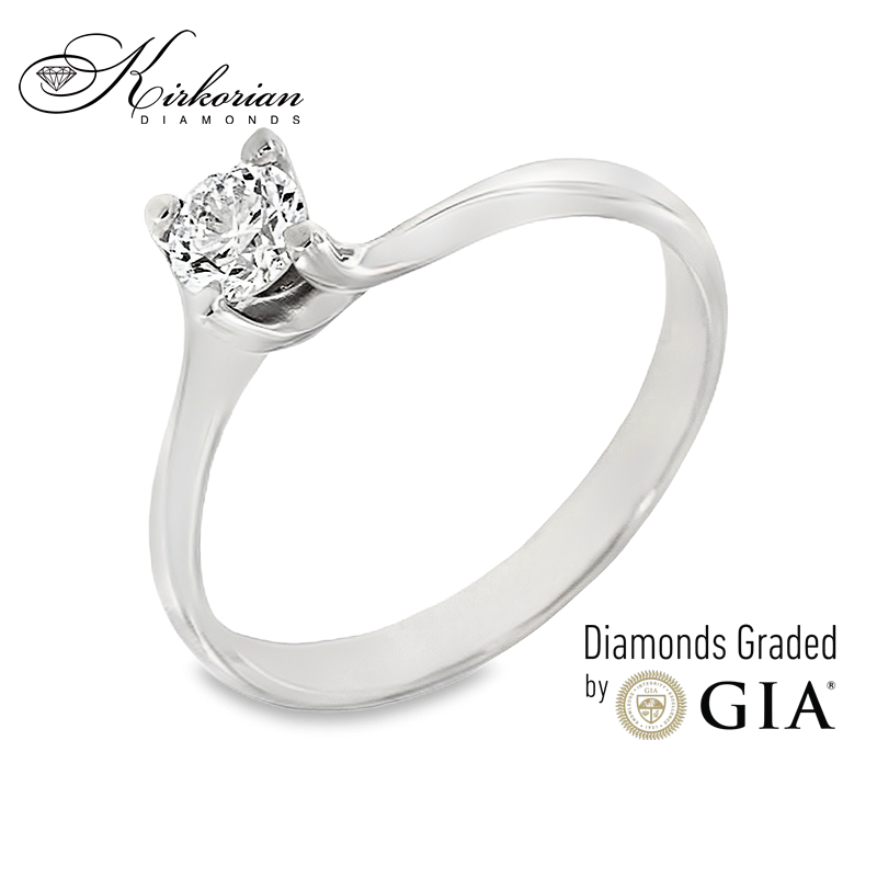 Класически годежен пръстен от бяло злато 14k с диамант 0.40ct GIA E/VS1 G294A