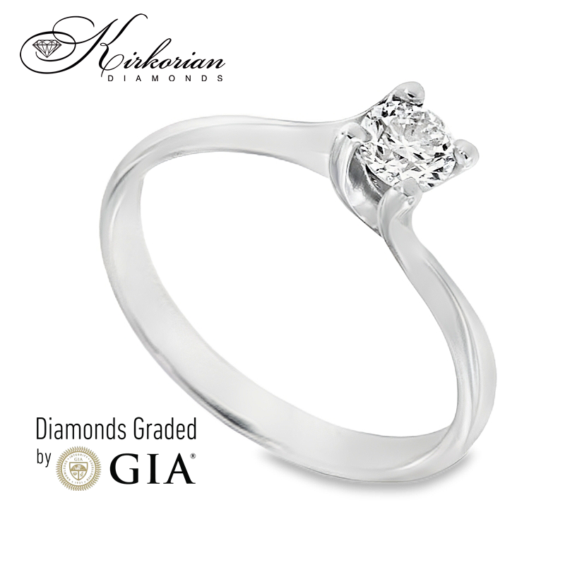 Класически годежен пръстен от бяло злато 14k с диамант 0.40ct GIA E/VS1 G294A