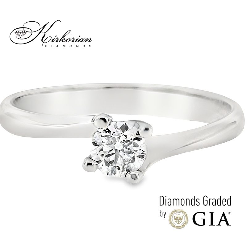 Класически годежен пръстен от бяло злато 14k с диамант 0.40ct GIA E/VS1 G294A Класически годежен пръстен от бяло злато 14k с диамант 0.40ct GIA E/VS1 G294A