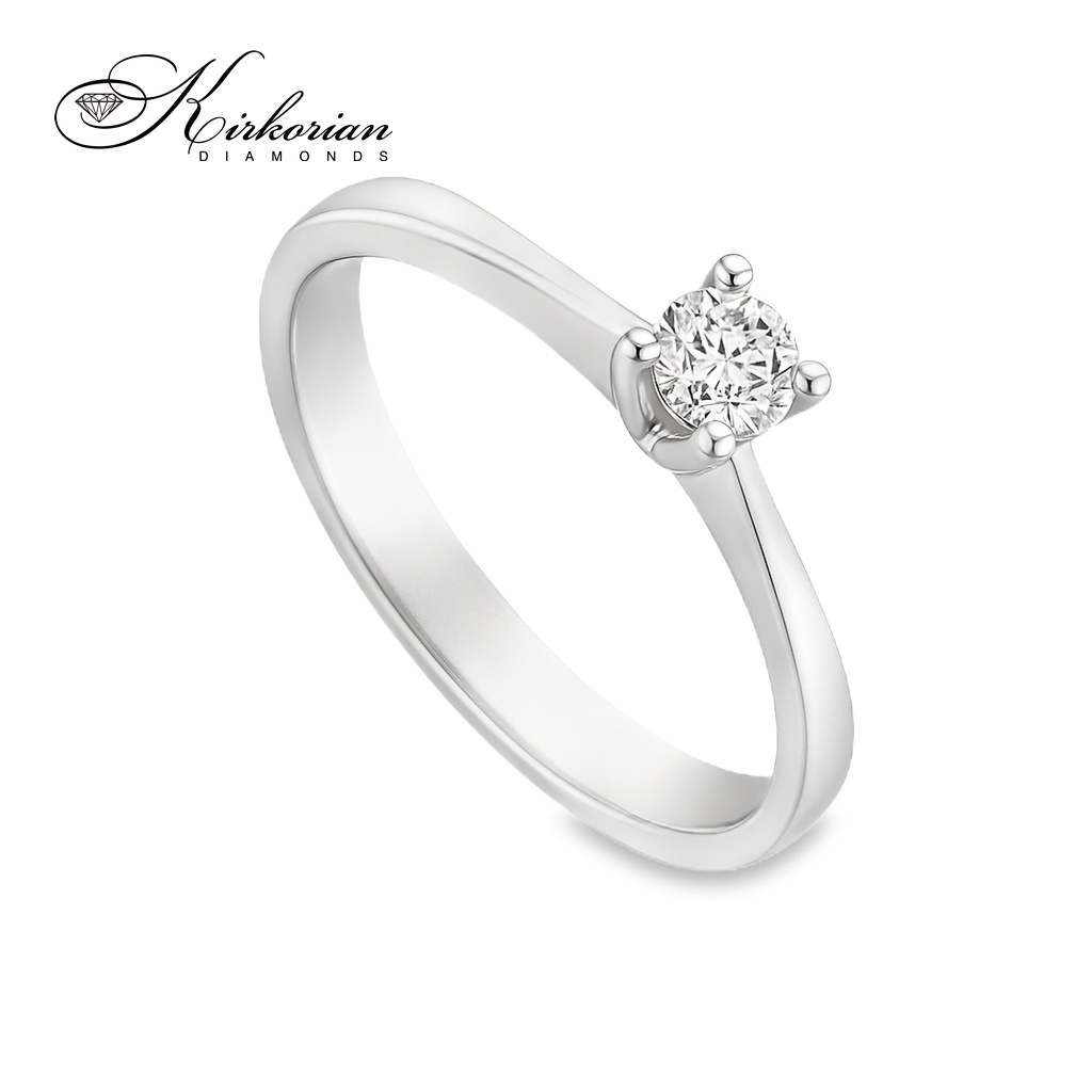 Фин годежен пръстен от бяло злато 14К с диамант 0.18 ct – K348