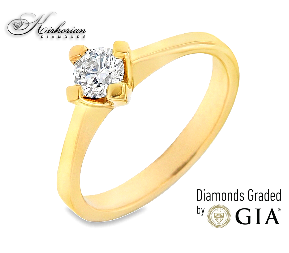 Годежен пръстен от жълто злато 14к с диамант 0.30ct – GIA сертификат – код K586G Годежен пръстен от жълто злато 14к с диамант 0.30ct – GIA сертификат – код K586G