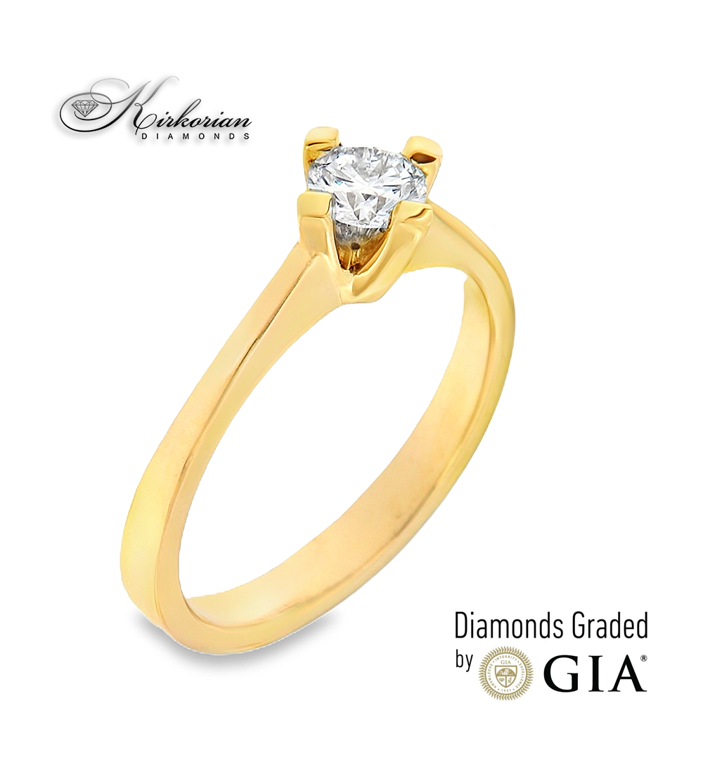 Годежен пръстен от жълто злато 14к с диамант 0.30ct – GIA сертификат – код K586G Годежен пръстен от жълто злато 14к с диамант 0.30ct – GIA сертификат – код K586G