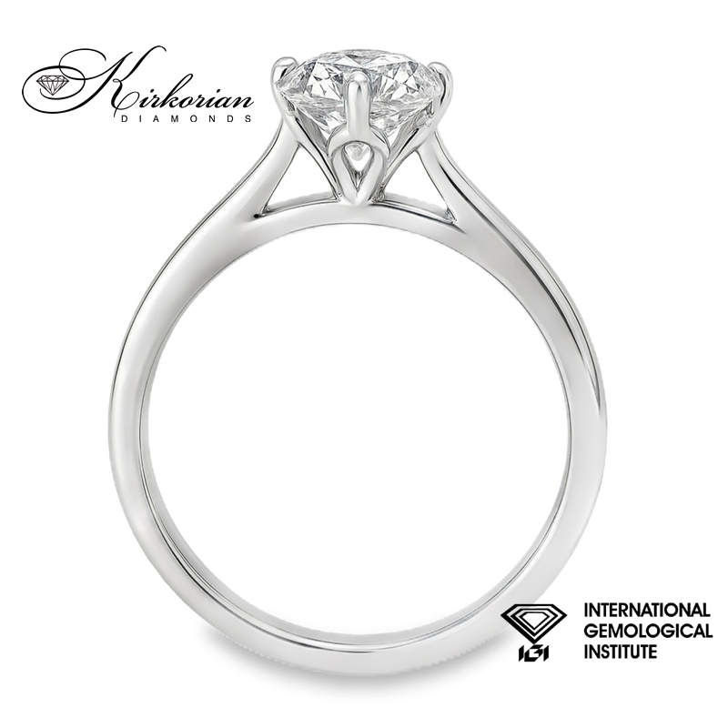 Уникален годежен пръстен с инвестиционен диамант 1.00ct и IGI сертификат – бяло злато 14k Уникален годежен пръстен с инвестиционен диамант 1.00ct и IGI сертификат – бяло злато 14k