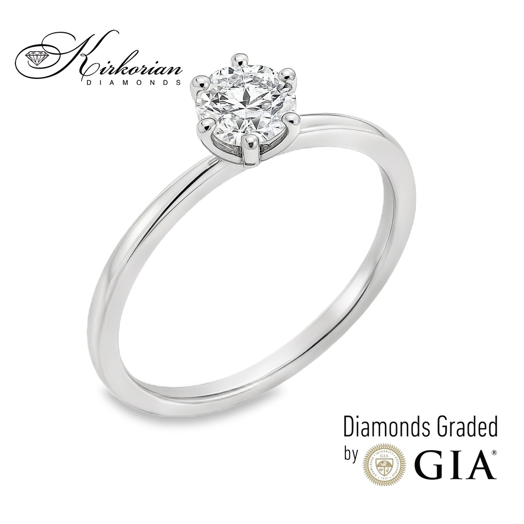 Класически годежен пръстен K623 – Бяло злато 14k с диамант 0.50ct GIA