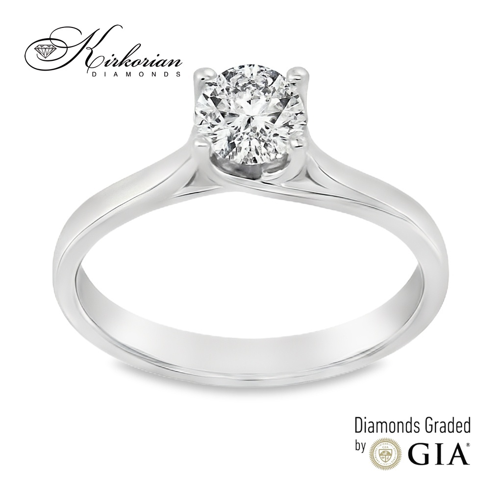 Класически годежен пръстен от бяло злато 18k с диамант 0.50ct E/VVS2 GIA – код K630