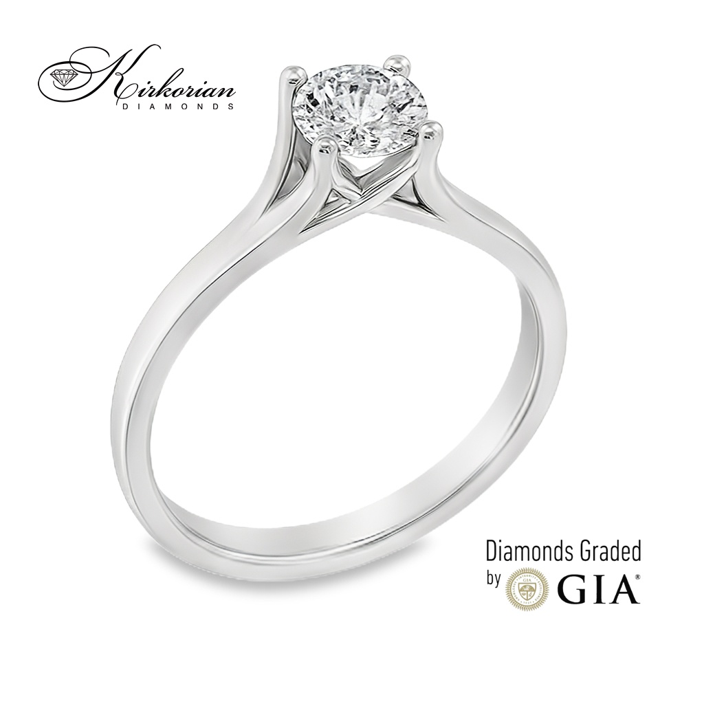 Класически годежен пръстен от бяло злато 18k с диамант 0.50ct E/VVS2 GIA – код K630