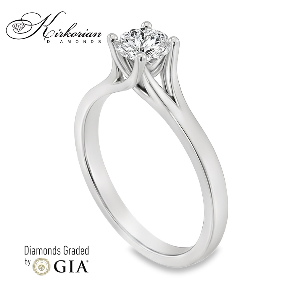 Класически годежен пръстен от бяло злато 18k с диамант 0.50ct E/VVS2 GIA – код K630