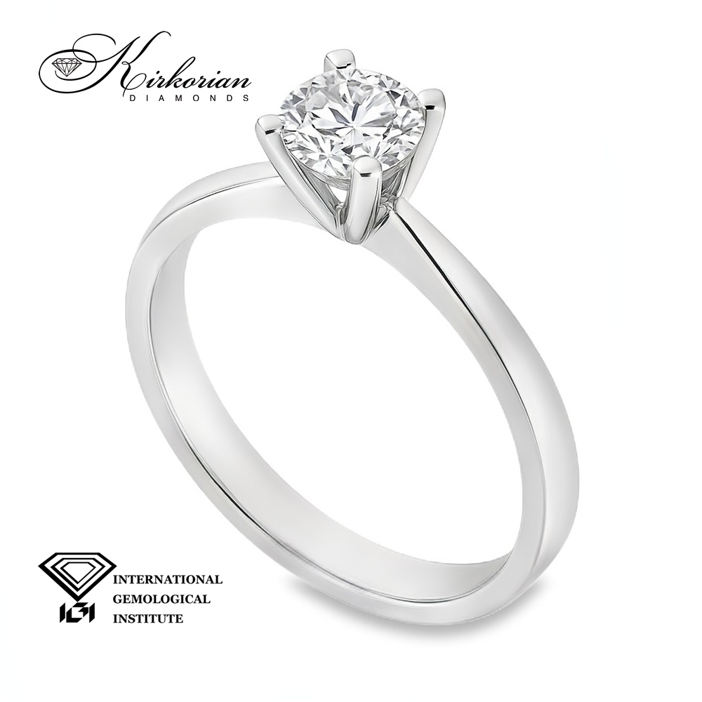 Класически годежен пръстен от бяло злато 14k с диамант 0.50ct IGI сертификат K635