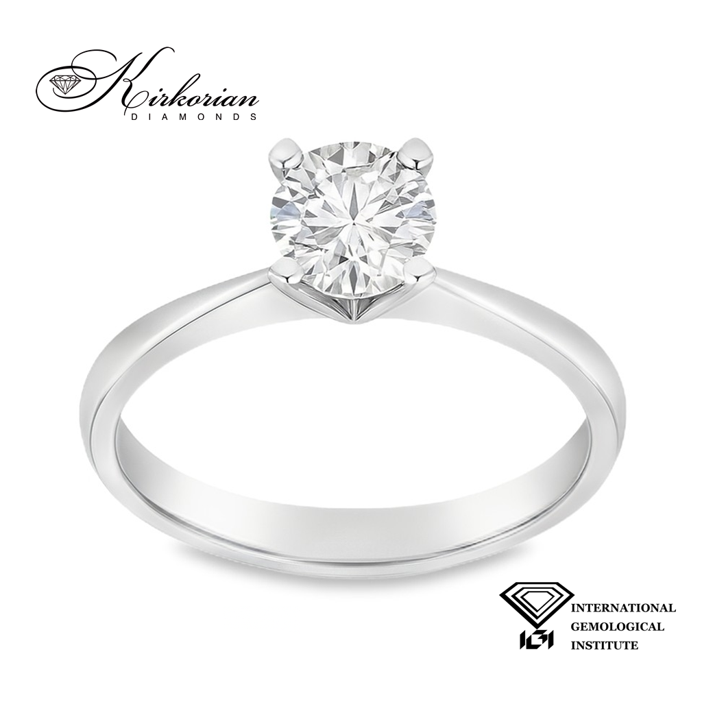 Класически годежен пръстен от бяло злато 14k с диамант 0.50ct IGI сертификат K635
