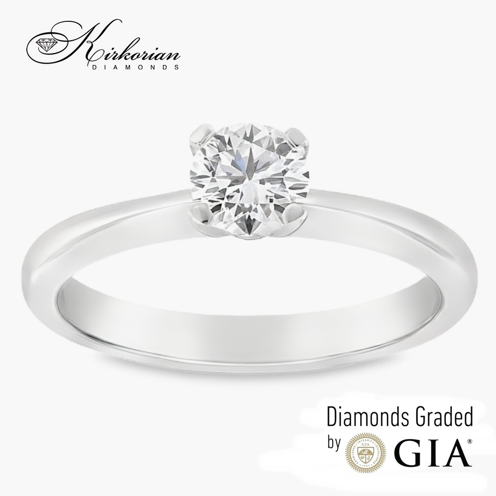 Класически годежен пръстен с 0.50ct GIA диамант | 18K бяло злато