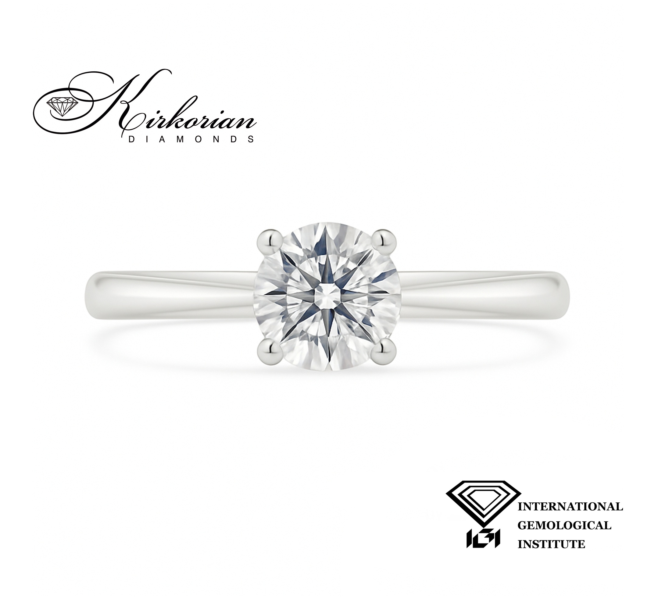 Класически годежен пръстен от бяло злато с диамант 1.00ct IGI KD673