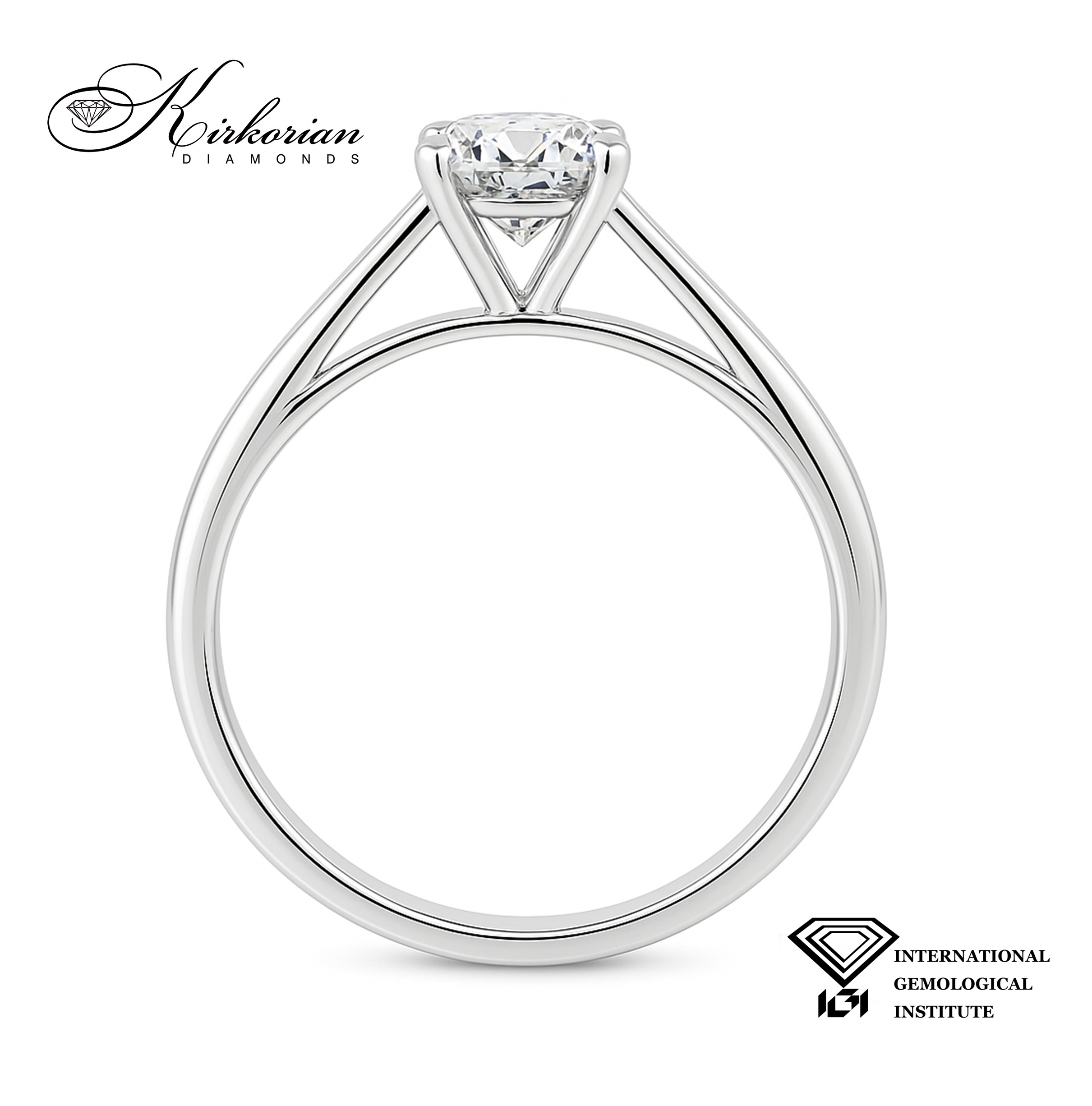 Класически годежен пръстен от бяло злато с диамант 1.00ct IGI KD673