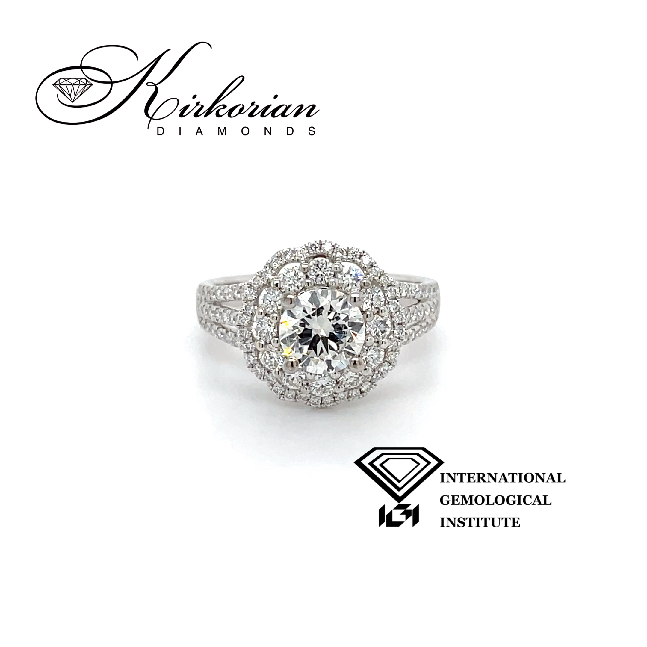 Годежен пръстен от бяло злато 18К с диаманти 1.74 ct IGI – лукс и съвършенство от Kirkorian Diamonds