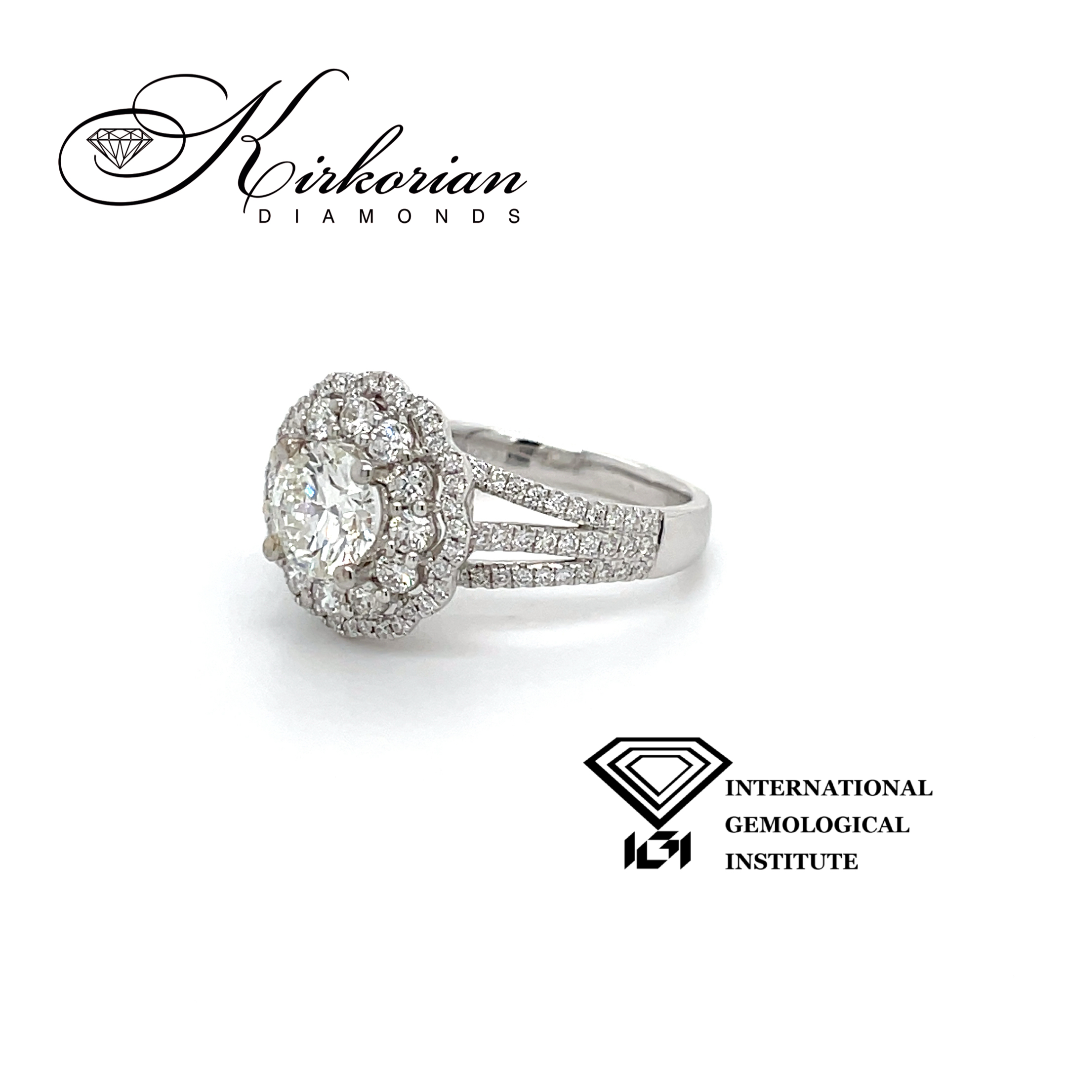 Годежен пръстен от бяло злато 18К с диаманти 1.74 ct IGI – лукс и съвършенство от Kirkorian Diamonds