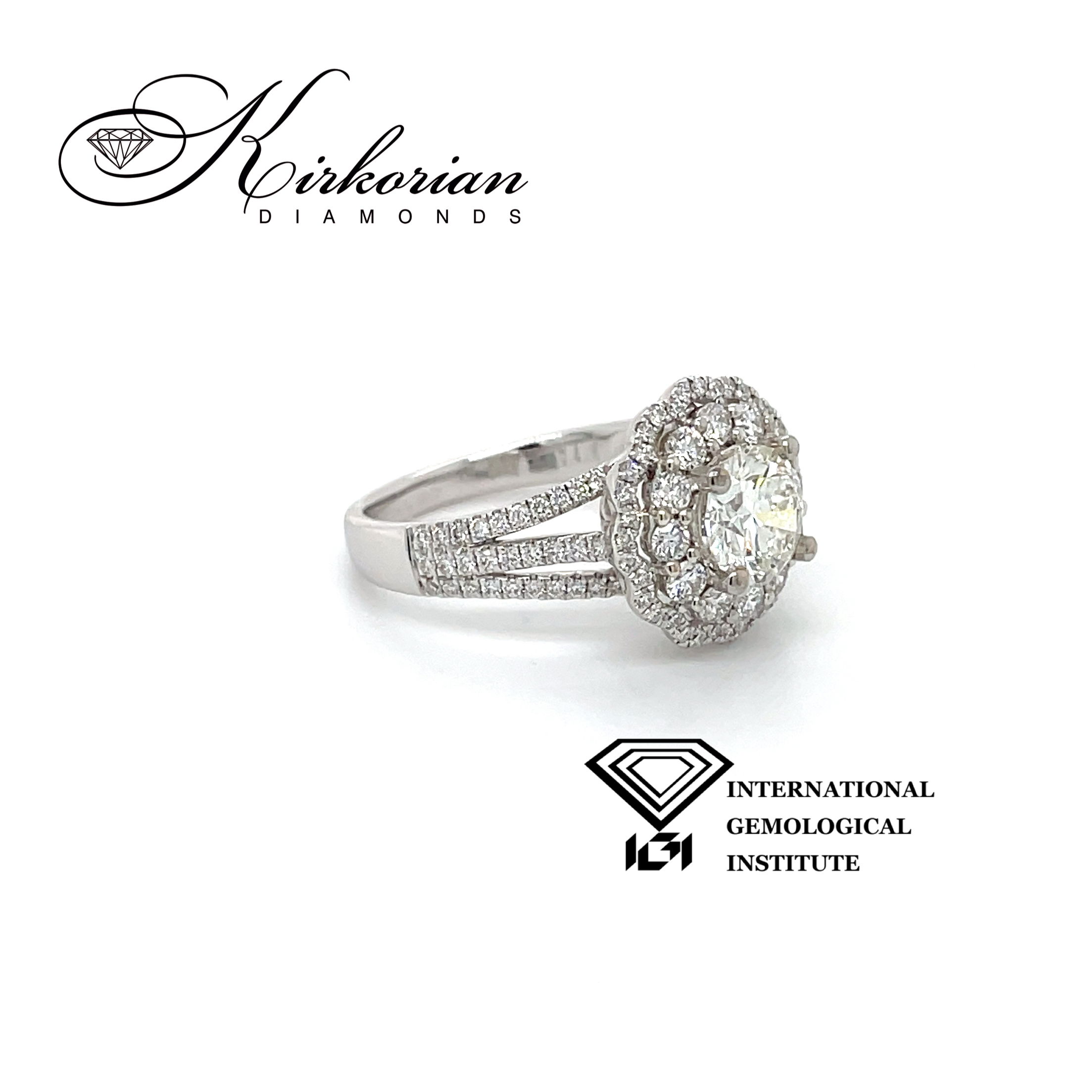Годежен пръстен от бяло злато 18К с диаманти 1.74 ct IGI – лукс и съвършенство от Kirkorian Diamonds