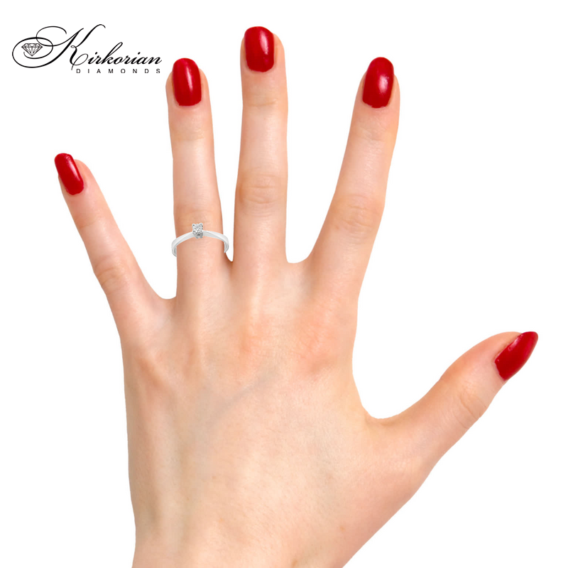Годежен пръстен от бяло злато 14К с диамант 0.10 ct – код R1470