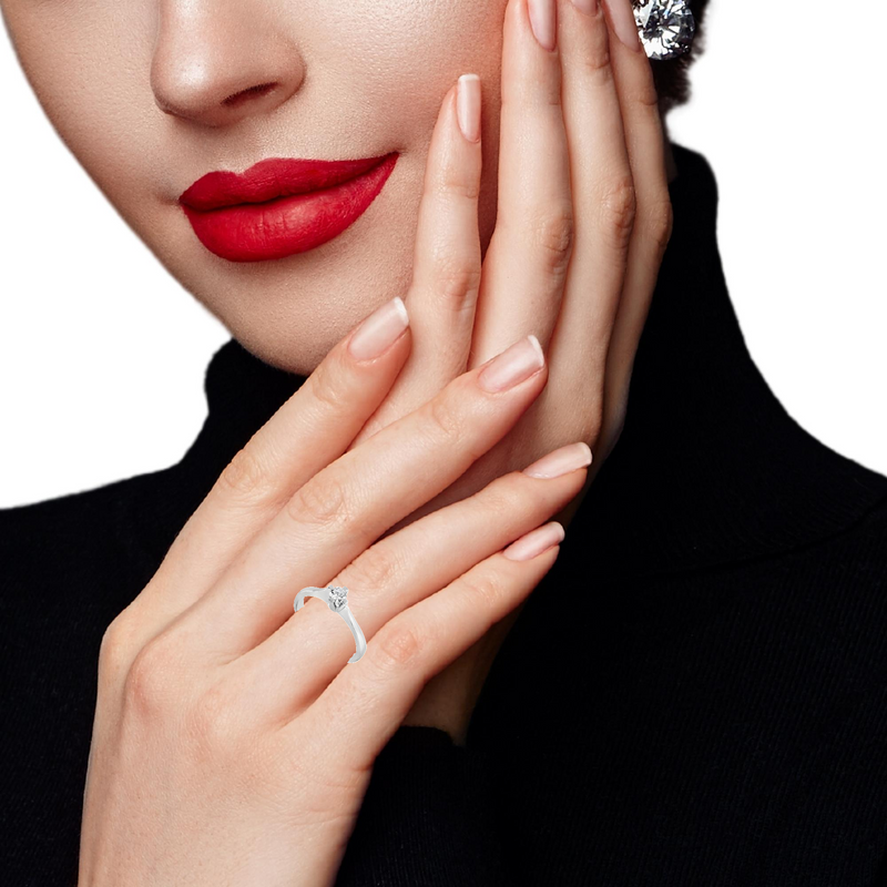 Годежен пръстен от бяло злато 14К с диамант 0.23 ct – модел RB1474