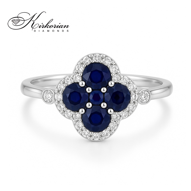 Пръстен със сапфири 0.728 ct и диаманти 0.17 ct от бяло злато 18К – модел RG058757