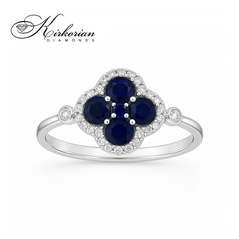 Пръстен със сапфири 0.728 ct и диаманти 0.17 ct от бяло злато 18К – модел RG058757