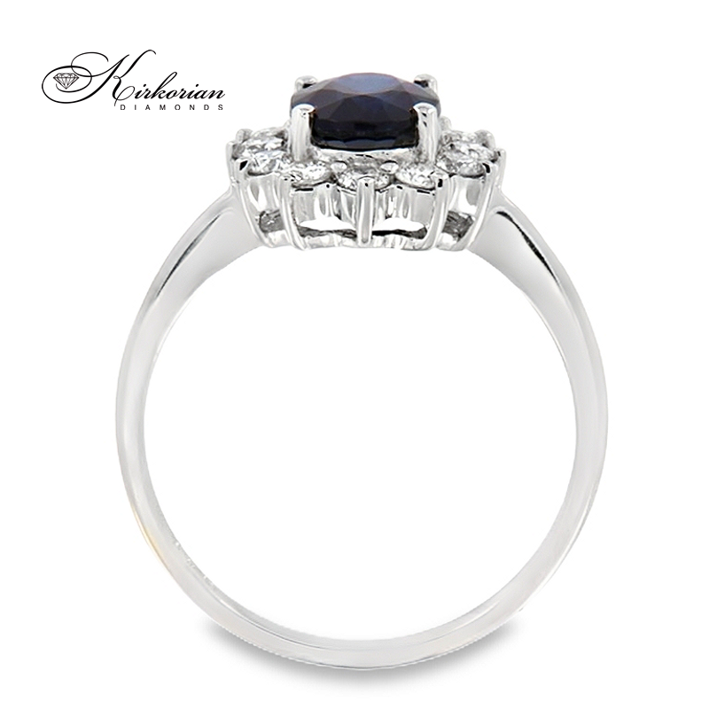 Годежен пръстен със сапфир 1.40ct и диаманти 0.41ct бяло злато 18k – модел RN129