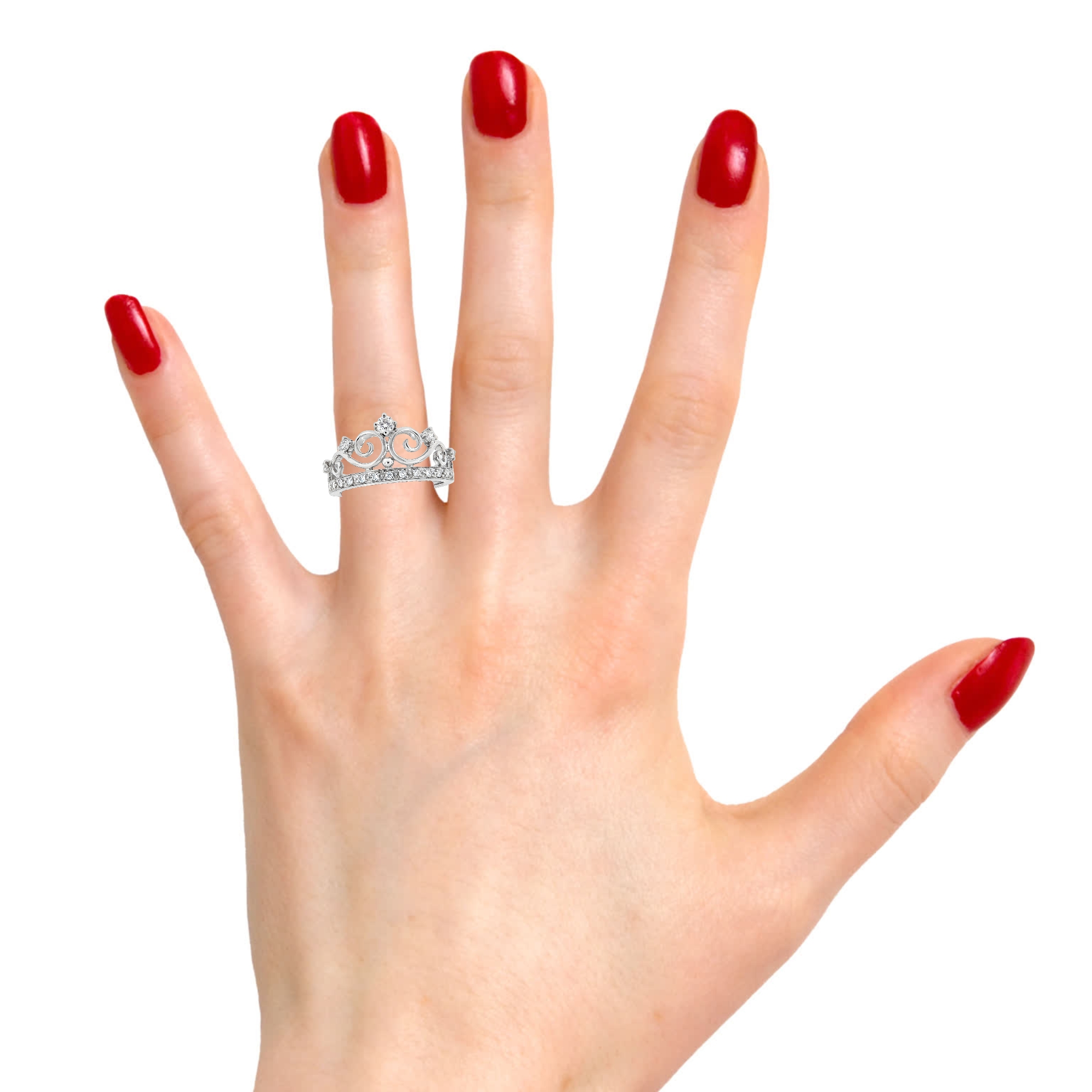 Пръстен корона с диаманти 0.32 ct от бяло злато 14К – модел RN437 Пръстен корона с диаманти 0.32 ct от бяло злато 14К – модел RN437