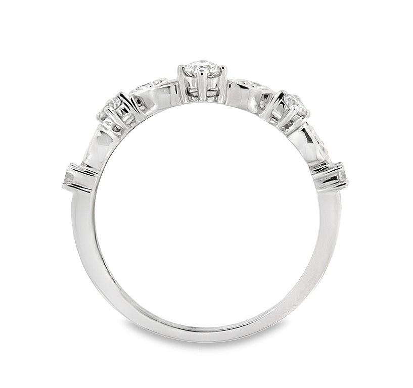 Пръстен корона с диаманти 0.32 ct от бяло злато 14К – модел RN437 Пръстен корона с диаманти 0.32 ct от бяло злато 14К – модел RN437