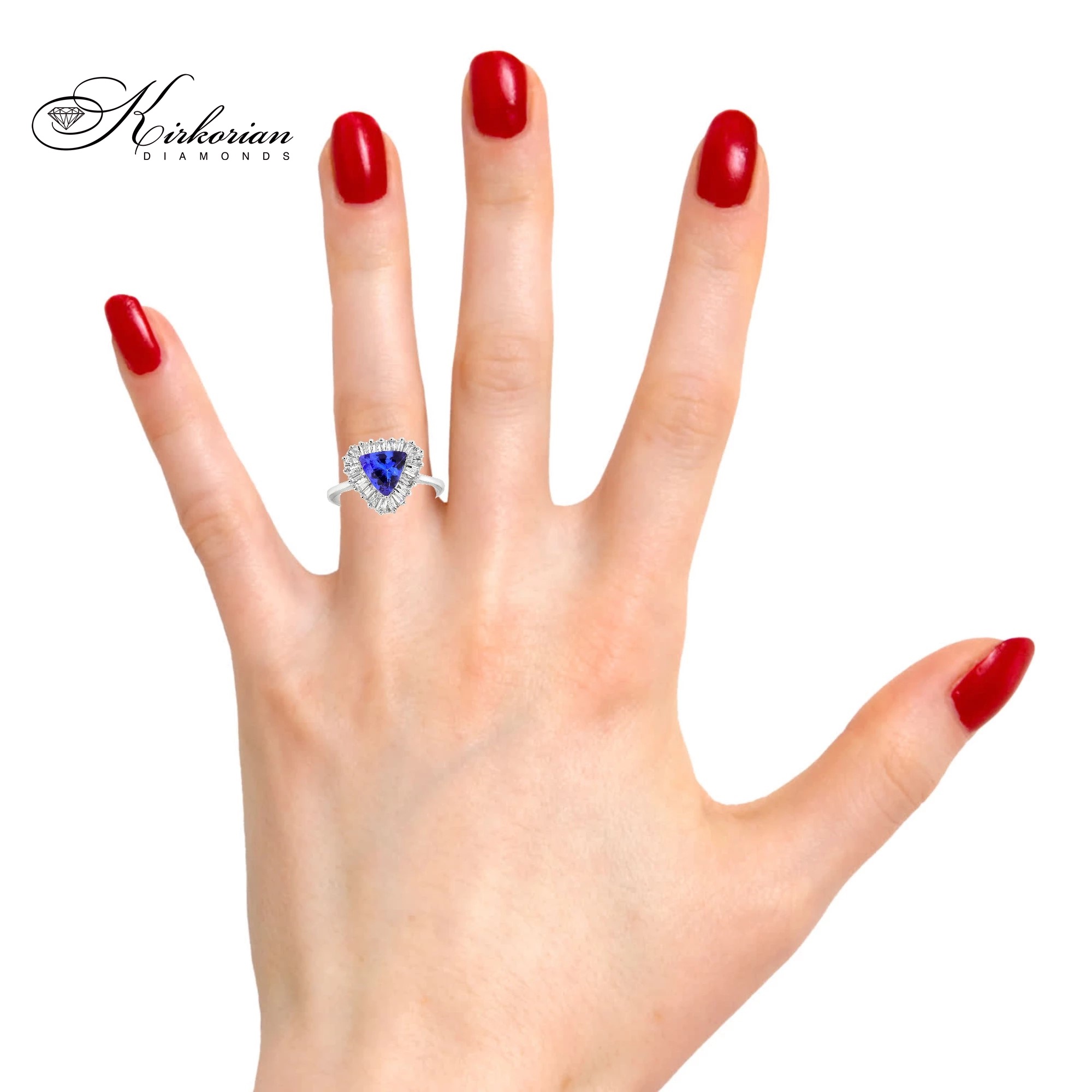 Годежен пръстен от бяло злато 18k с танзанит 1.27ct и диаманти 0.56ct IGI сертификат RT10