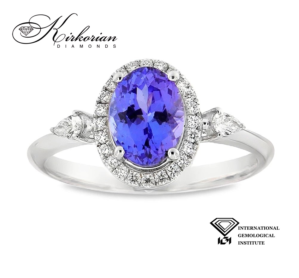 Годежен пръстен от бяло злато 18k с танзанит 1.39ct и диаманти 0.19ct IGI RT13 Годежен пръстен от бяло злато 18k с танзанит 1.39ct и диаманти 0.19ct IGI RT13