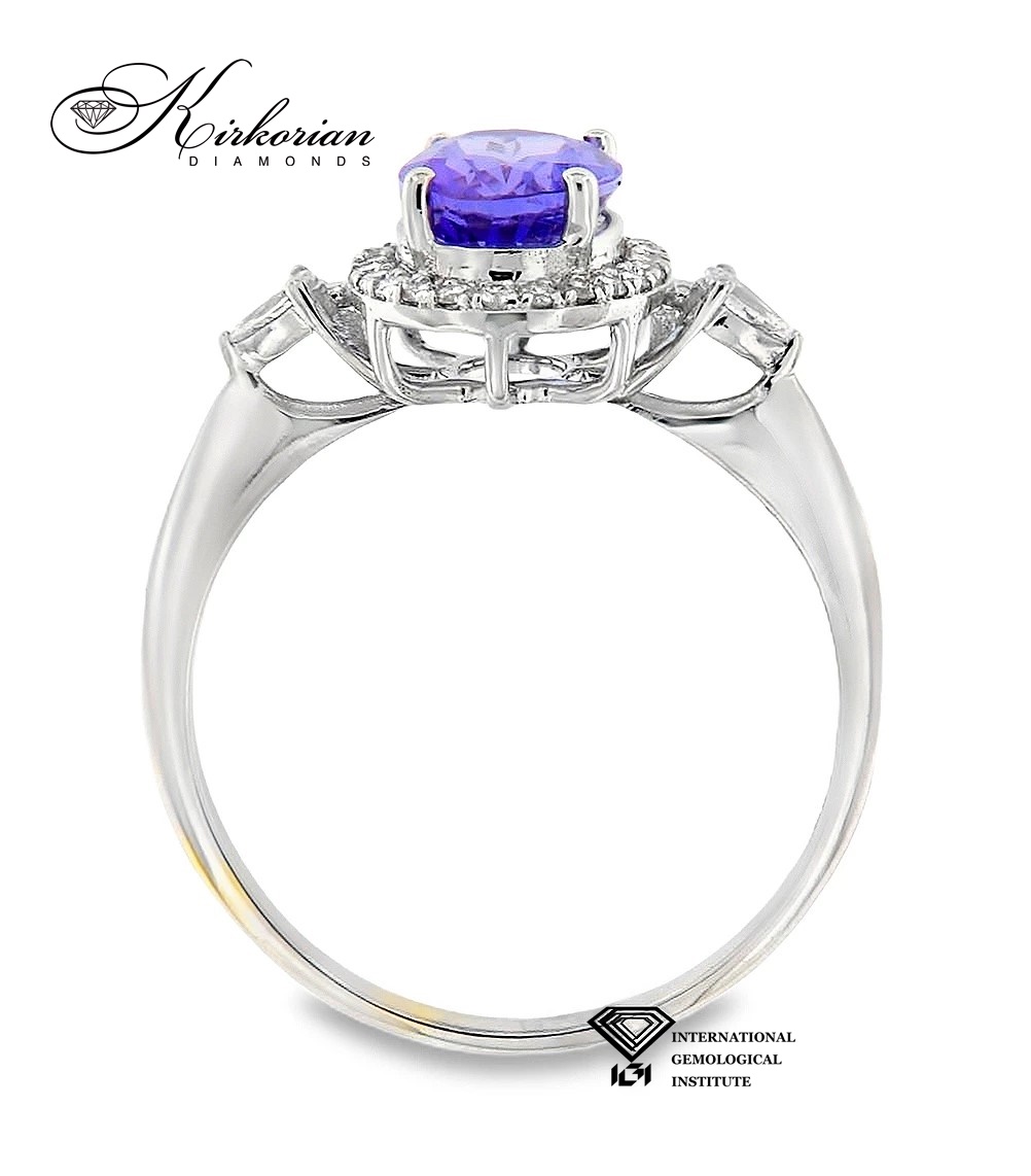Годежен пръстен от бяло злато 18k с танзанит 1.39ct и диаманти 0.19ct IGI RT13 Годежен пръстен от бяло злато 18k с танзанит 1.39ct и диаманти 0.19ct IGI RT13