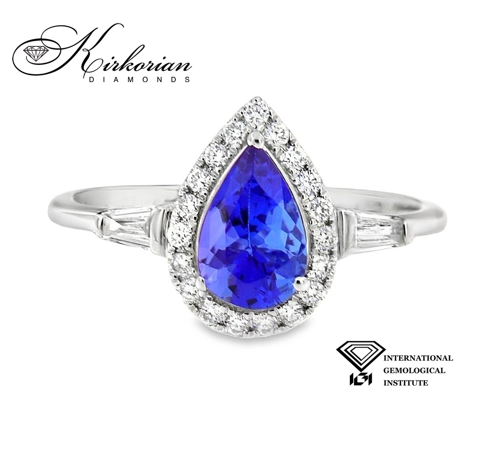 Годежен пръстен от бяло злато 18k с танзанит 1.10ct и диаманти 0.28ct IGI RT8 Годежен пръстен от бяло злато 18k с танзанит 1.10ct и диаманти 0.28ct IGI RT8